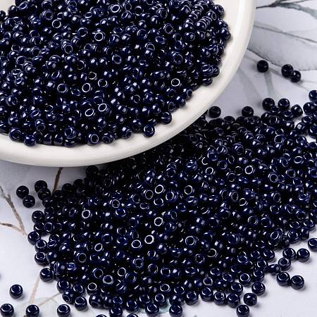 Honeyhandy MIYUKI Round Rocailles Beads, Japanese Seed Beads, 8/0, (RR4494) Duracoat Dyed Opaque Indigo Navy Blue, 3mm, Hole: 1mm, about 422~455pcs/10g