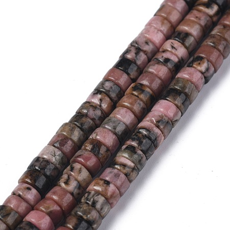 ARRICRAFT Natural Rhodonite Beads Strands, Heishi Beads, Flat Round/Disc, 4x2mm, Hole: 0.8mm, about 150~165pcs/strand, 15.35~15.74 inches(39~40cm)
