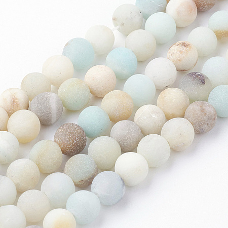 Arricraft Natural Amazonite Bead Strands, Round, Frosted, 6~6.5mm, Hole: 1.5mm, about 60pcs/strand, 14.9 inches(38cm)