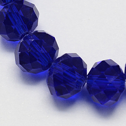 Honeyhandy Handmade Glass Beads, Faceted Rondelle, Dark Blue, 12x8mm, Hole: 1mm, about 72pcs/strand