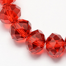 Honeyhandy Handmade Imitate Austrian Crystal Faceted Rondelle Glass Beads, Red, 12x8mm, Hole: 1mm, about 72pcs/strand