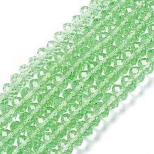 Honeyhandy Handmade Glass Beads, Faceted Rondelle, Pale Green, 12x8mm, Hole: 1mm, about 72pcs/strand