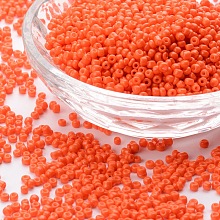 Honeyhandy Baking Paint Glass Seed Beads, Orange Red, 12/0, 1.5~2mm, Hole: 0.5~1mm, about 30000pcs/bag