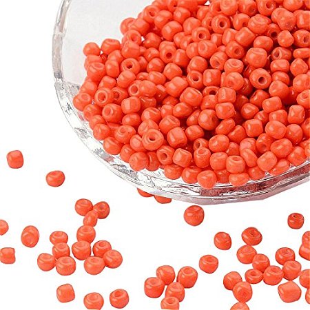 ARRICRAFT 1 Bag (10000pcs) Spray Painted 8/0 Glass Seed Beads 3mm with 1mm Hole, OrangeRed