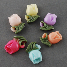 ARRICRAFT Resin Cabochons, Flower, for Valentine's Day, Mixed Color, 20x14x6mm