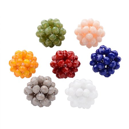 NBEADS 5 pcs/bag Hand Knitting Faceted Round Mixed Color Electroplate Glass Cluster Beads with 14~16mm,Hole: 2~3mm