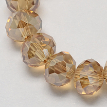 Honeyhandy Handmade Imitate Austrian Crystal Faceted Rondelle Glass Beads, Camel, 12x8mm, Hole: 1mm, about 72pcs/strand