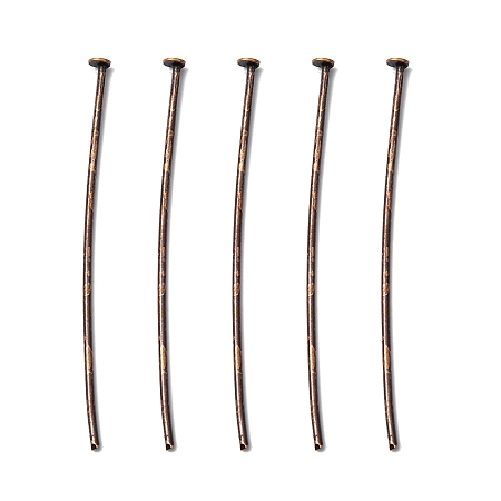 Honeyhandy Iron Flat Head Pins, Cadmium Free & Nickel Free & Lead Free, Red Copper Color, Size: about 4.0cm long, 0.75~0.8mm thick, head: 2mm, about 260pcs/50g