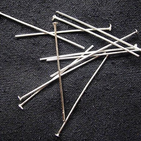 NBEADS 1000g Iron Headpins, Silver Color, Size: about 0.7mm thick, 4.0cm long, head: 2mm; about 6400pcs/1000g