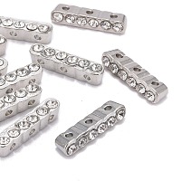 Honeyhandy Alloy Bar Spacer, with Grade A Rhinestone, Platinum, Crystal, Size: about 4mm wide, 20mm long, 5mm thick, hole: 1mm