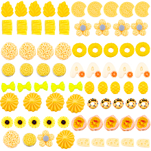 SUNNYCLUE Resin Cabochons, Mixed Shapes, Yellow, 17x8x11mm, 75pcs/set