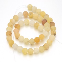 ARRICRAFT Frosted Round Natural Yellow Aventurine Bead Strands, 8mm, Hole: 1mm, about 47pcs/strand, 15 inches