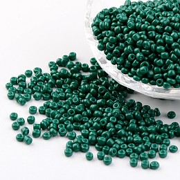 Honeyhandy 8/0 3mm Baking Paint Glass Seed Beads Loose Spacer Beads, Teal, 3mm, Hole: 1mm, about 962pcs/50g