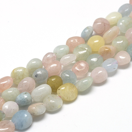 ARRICRAFT Natural Morganite Beads Strands, Oval, 8~15x7~12x4~12mm, Hole: 1mm, about 30~45pcs/strand, 15.7