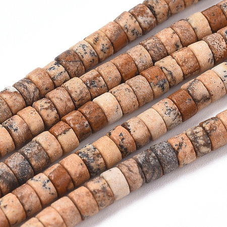 Arricraft Natural Picture Jasper Beads Strands, Flat Round, 4x2mm, Hole: 0.7mm, about 154pcs/strand, 15.43 inches(39.2cm)