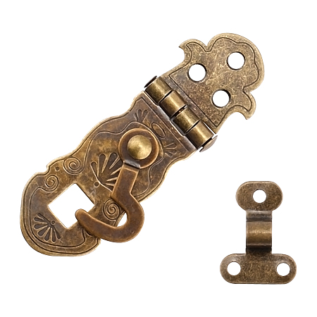 SUPERFINDINGS Iron Lock Catch Clasps, Jewelry Box Latch Hasp Lock Clasps, Antique Bronze, 24x18x6.5mm, Hole: 3mm; 72x24x6mm, hole: 3.5mm, 5sets