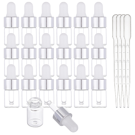 BENECREAT 2ml Glass Dropper Bottles, with Dropper, For Traveling Essential Oils Perfume Cosmetic Liquid, with Disposable Plastic Transfer Pipettes, Mixed Color, 1.6x4.3cm; Capacity: 2ml, 60sets