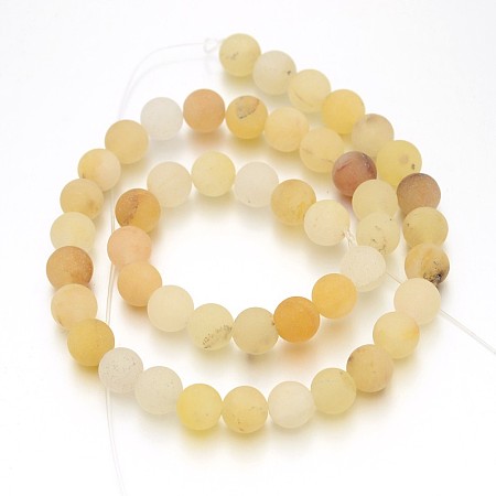 ARRICRAFT Frosted Round Natural Yellow Aventurine Bead Strands, 8mm, Hole: 1mm, about 47pcs/strand, 15 inches