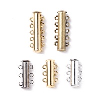 PandaHall Elite 12 Sets 3 Colors Slide Clasp Lock, Multi Strand Slide Magnetic Tube Clasps Bracelet Necklace Connectors Layering Clasp for Layered Necklace Bracelet Making (3 Strands & 5 Strands)