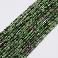 ARRICRAFT Natural Ruby in Zoisite Beads Strands, Round, Faceted, 2mm, Hole: 0.5mm, about 197pcs/strand, 15.7 inches(40cm)