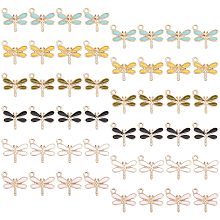 SUNNYCLUE Light Gold Plated Alloy Charms, with Enamel, Dragonfly, Light Gold, Mixed Color, 56pcs