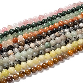 ARRICRAFT Natural Gemstone Beads Strands, Mixed Stone, Round, 8mm, Hole: 0.8~1mm, about 46pcs/Strand, 14.96 inches(38cm)