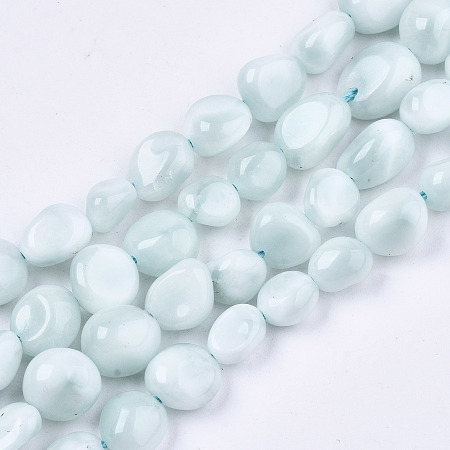 ARRICRAFT Natural Larimar Beads Strands, Tumbled Stone, Nuggets, 4~10x4~7x3~6mm, Hole: 1mm, about 50pcs/strand, 50~52pcs/strand, 14.96 inches(38cm)
