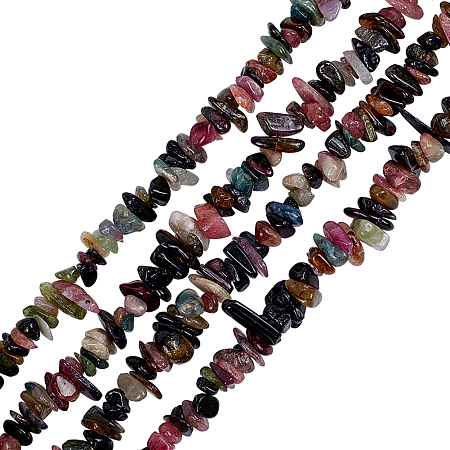 Olycraft Natural Tourmaline Beads Strands, Chip, 5~8mm, Hole: 0.8mm; about 120pcs/strand, 36 inches, 2strands