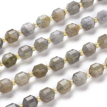 ARRICRAFT Natural Labradorite Beads Strands, Round, Faceted, 7x7x8mm, Hole: 0.8mm, about 38pcs/Strand, 15.35 inches(39cm)