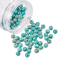NBEADS 1 Box 120 Pcs Turquoise Beads, 8mm Natural African Dyed and Heated Gemstone Beads Round Loose Beads for Jewelry Making Crafts