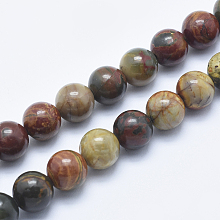 Arricraft Natural Picasso Stone/Picasso Jasper Beads Strands, Round, 8mm, Hole: 1mm, about 48pcs/strand, 15.7 inches(40cm)