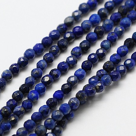 Arricraft Natural Lapis Lazuli Bead Strands, Faceted Round, 2mm, Hole: 0.8mm, about 190pcs/strand, 16 inches