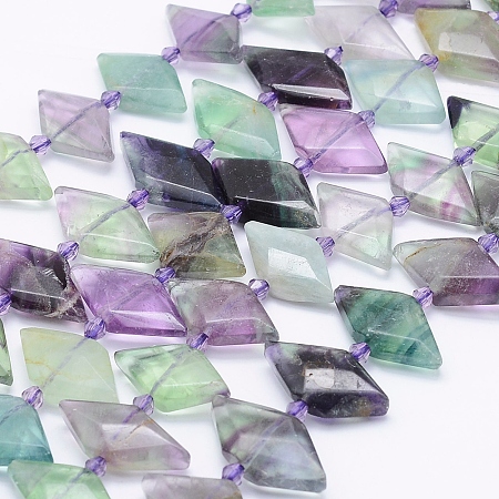 Arricraft Natural Fluorite Beads Strands, Faceted Rhombus, 12~14x3~26x4~7mm, Hole: 1mm, about 23pcs/strand, 15.3 inches~15.9 inches(39~40.5cm)