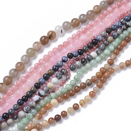 ARRICRAFT Natural Gemstone Beads Strands, Dyed, Mixed Stone, Round, 4~12mm, Hole: 0.8~1.2mm, about 64pcs/strand, 15~15.5 inches(38~39cm)