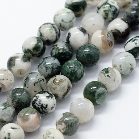 Arricraft Natural Tree Agate Beads Strands, Round, 8mm, Hole: 1.2mm, about 47pcs/strand, 15.35 inches(39cm)