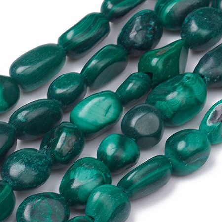 ARRICRAFT Natural Malachite Beads Strands, Nuggets, Tumbled Stone, 5~12x4~8x3~6mm, Hole: 0.8mm, about 61pcs/strand, 15.35 inches(39cm)