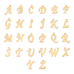 UNICRAFTALE 304 Stainless Steel Pendants, Laser Cut, Alphabet, Golden, Letter A~Z, 52pcs/box