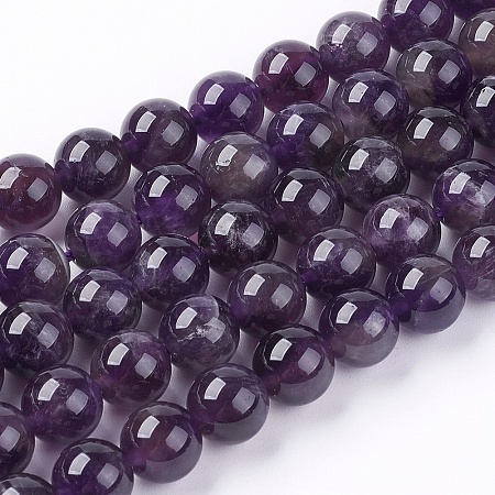 Arricraft Natural Gemstone Beads Strands, Amethyst, AB Grade, Round, Purple, 8mm, Hole: 1mm, about 48pcs/strand