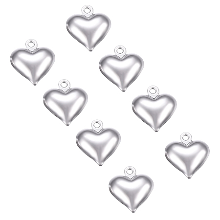 Unicraftale 304 Stainless Steel Charms, Puffy Heart, Stainless Steel Color, 13x11.5x4.5mm, Hole: 1.2mm, 50pcs/box