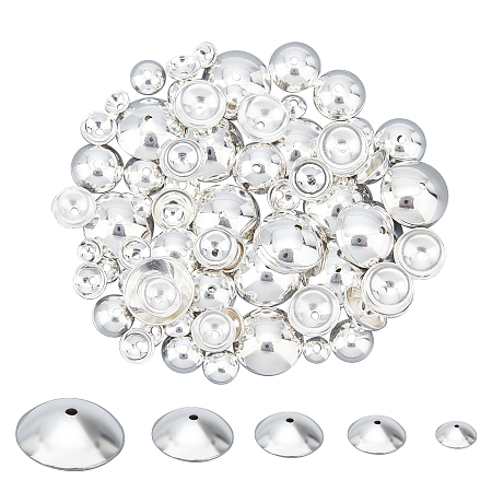 Unicraftale 304 Stainless Steel Bead Caps, Half Round, Silver, 3~8x1~2.5mm, Hole: 0.5~1mm; 100pcs/box