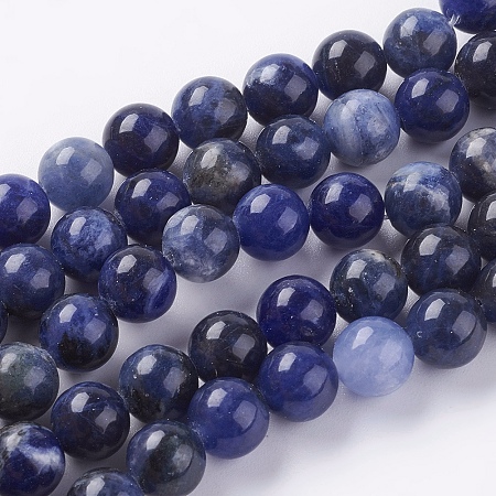 ARRICRAFT Natural Sodalite Beads Strands, Round, 8mm, Hole: 1mm, about 24pcs/strand, 7.6 inches