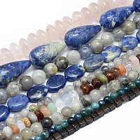 ARRICRAFT Natural & Synthetic Gemstone Beads Strands, Mixed Shapes, 4~30x4~15mm, Hole: 0.8~2mm, about 13~98pcs/Strand, 14.57 inches~15.74  inches(37~40cm)