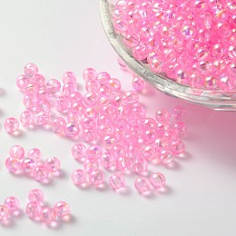 Honeyhandy Eco-Friendly Transparent Acrylic Beads, Round, AB Color, Pearl Pink, 8mm, Hole: 1.5mm, about 2000pcs/500g