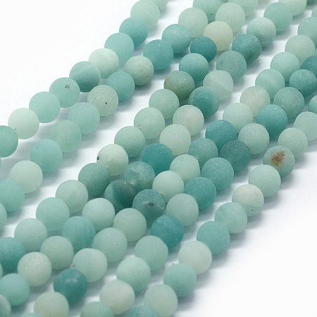 Arricraft Natural Amazonite Bead Strands, Round, Frosted, 6mm, Hole: 1mm, about 61pcs/strand, 15.7 inches(40cm)
