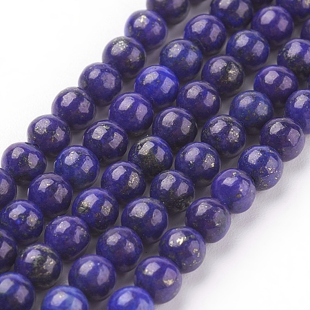 Arricraft Natural Lapis Lazuli Beads Strands, Dyed, Round, Blue, 4mm, Hole: 0.5mm, about 44pcs/strand, 7.6 inches