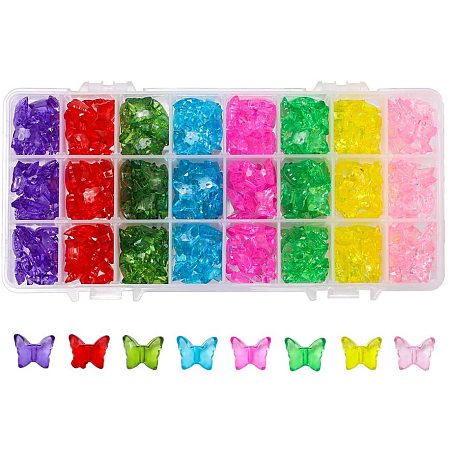 Arricraft 400pcs 8 Colors Butterfly Acrylic Beads Transparent Animal Spacers Charms Pendant for Bracelet Necklace Jewelry Making Decorations