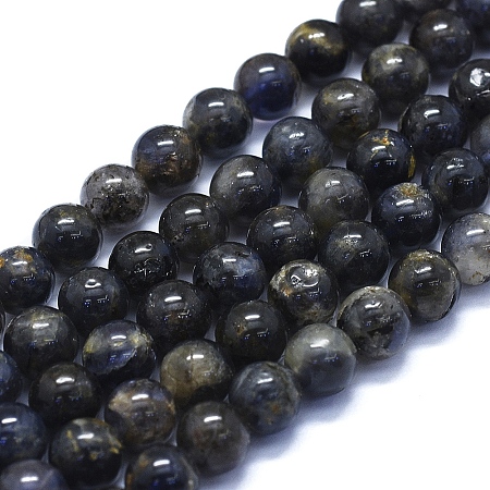 ARRICRAFT Natural Iolite Beads Strands, Round, 8mm, Hole: 1mm, about 48~49pcs/Strand, 15.35 inches(39cm)