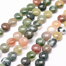 Honeyhandy Natural Indian Agate Beads Strands, Flat Round, 8x4.5mm, Hole: 1.2mm, 49pcs/strand, 15.7 inch