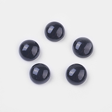 Honeyhandy Natural Black Agate Cabochons, Half Round/Dome, Black, 8x4mm