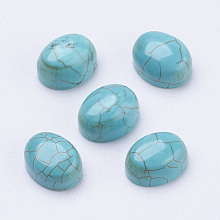 Honeyhandy Turquoise Cabochons, Oval, Dark Turquoise, 10x8x4mm